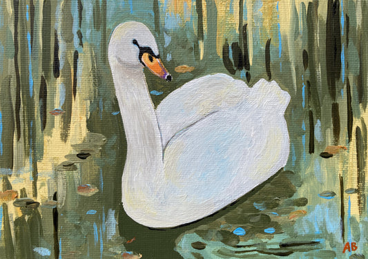 Original Painting - Swan in the Willows #1