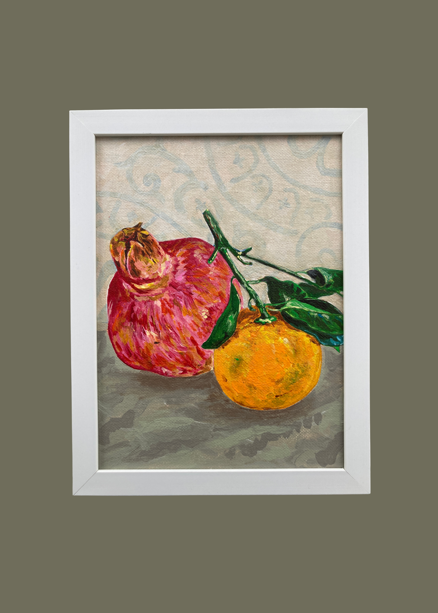 Original Painting - Countertop Fruit Orange and Pomegranate