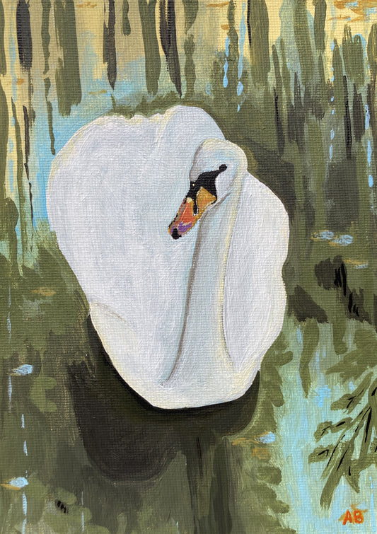 Original Painting - Swan in the Willows #2