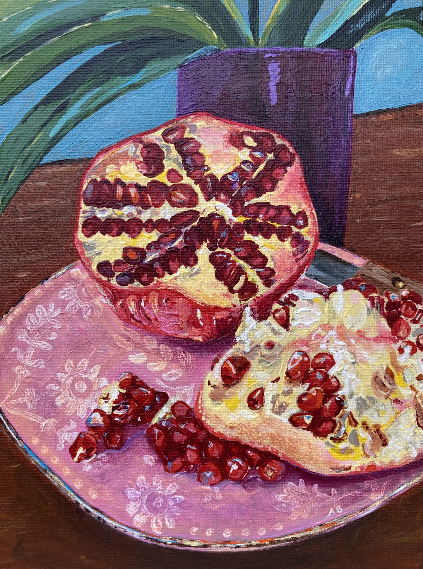Original Painting - Pomegranate and Orchid #2