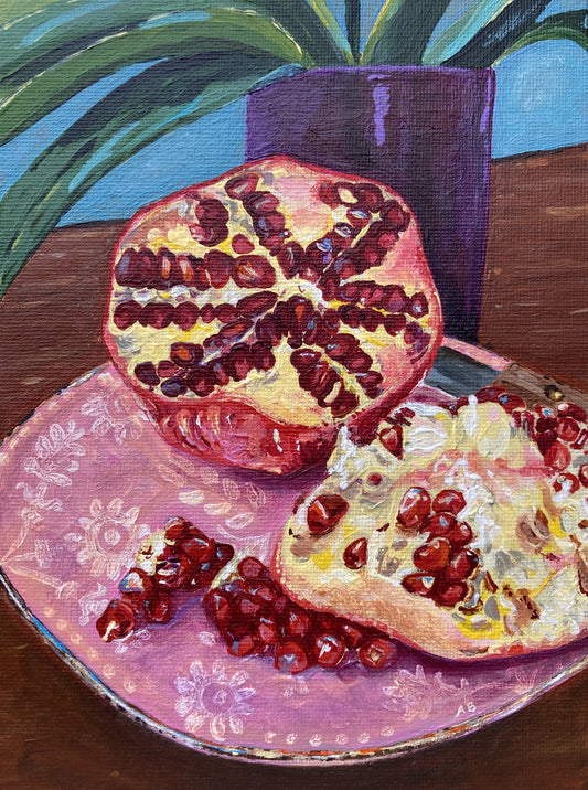 Original Painting - Pomegranate and Orchid #2
