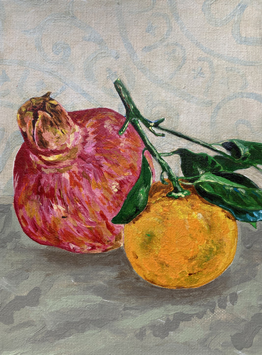 Original Painting - Countertop Fruit Orange and Pomegranate