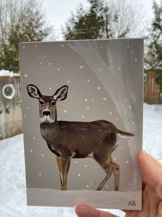 Original Painting - Winter White-Tailed Deer #2