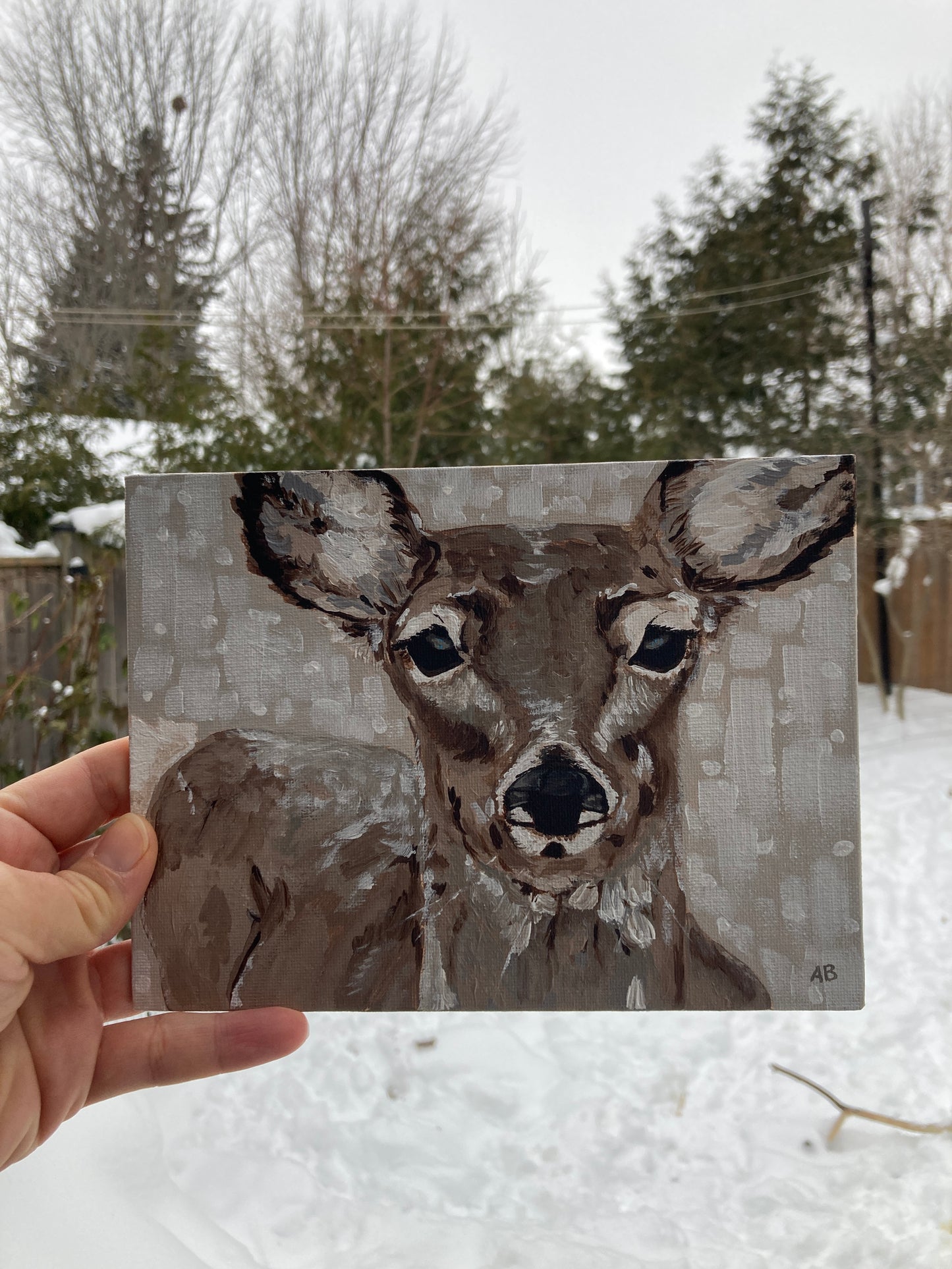 Original Painting - Winter White-tailed Deer #1